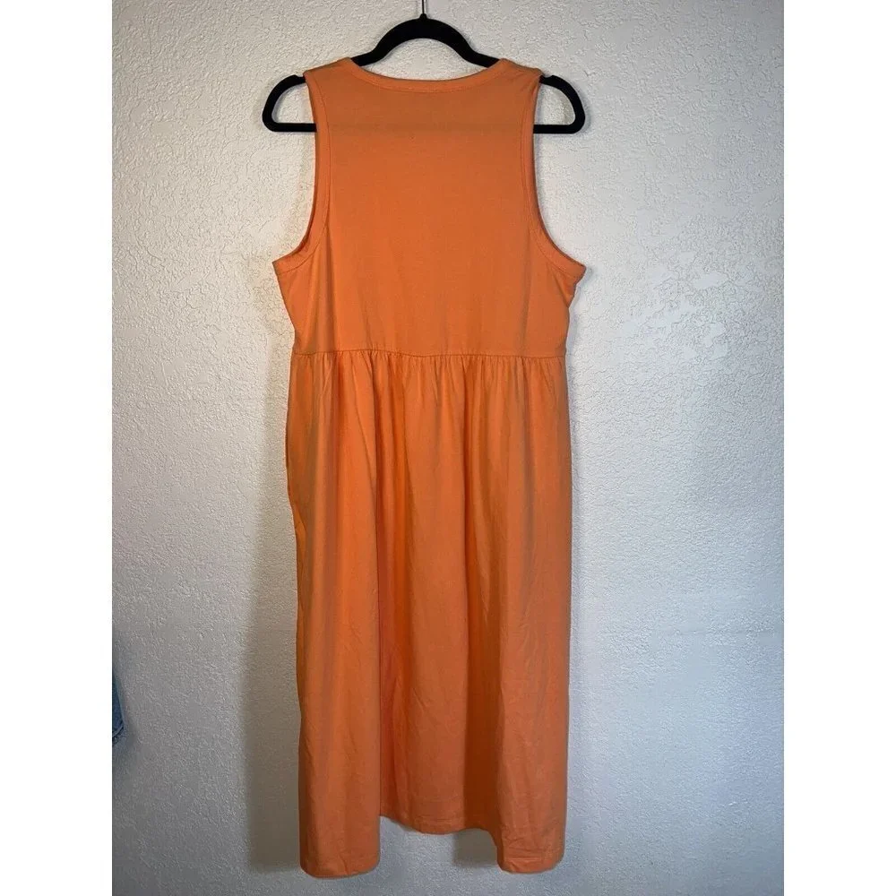 J Crew MIDI Dress Cotton NWTS Stretchy Sleeveless Peach Color Large BR873 1E - Picture 9 of 10